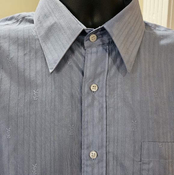 Mens blue YSL printed dress shirt